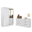 Ver imagem 2 de Kit Guarda-roupa Infantil Max 2 Portas de Correr com Espelho + Cômoda Branco Madesa