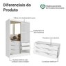 Kit Guarda-roupa Infantil Max 2 Portas de Correr com Espelho + Cômoda Branco Madesa - 5