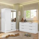 Ver imagem 1 de Kit Guarda-roupa Infantil Max 2 Portas de Correr com Espelho + Cômoda Branco Madesa