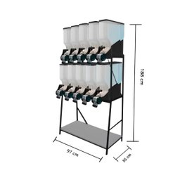 Dispenser 10 Módulos 35 Litros Armazenamento Ração Grãos Cereais 2 Geração Preto Plast Penser - 2