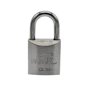 Cadeado com Chave 25mm Latão Maciço Cromado Acetinado Papaiz
