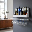 Ver imagem 1 de Porta Taças e Prateleira Adega Decorativa para Vinhos Garrafas Bares Branco Laca