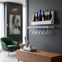Ver imagem 2 de Porta Taças e Prateleira Adega Decorativa para Vinhos Garrafas Bares Branco Laca