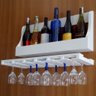 Porta Taças e Prateleira Adega Decorativa para Vinhos Garrafas Bares Branco Laca - 5
