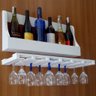 Porta Taças e Prateleira Adega Decorativa para Vinhos Garrafas Bares Branco Laca - 1