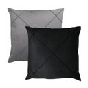 Ver imagem 1 de Kit 2 Capas para Almofada Drapeada em Veludo Quadrada 43x43 com Enchimento 45x45 Cor:preto e Cinza C