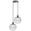 Ver imagem 1 de Lustre Pendente Aramado Duplo Globo Cabo Regulável Luminária Agp Ilumini Globo Luxdpenar Preto
