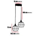 Ver imagem 2 de Lustre Pendente Aramado Duplo Globo Cabo Regulável Luminária Agp Ilumini Globo Luxdpenar Preto