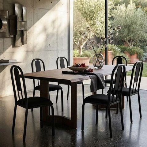 Kit 6 Cadeiras Madri Corino Preto Tubo Preto Fosco