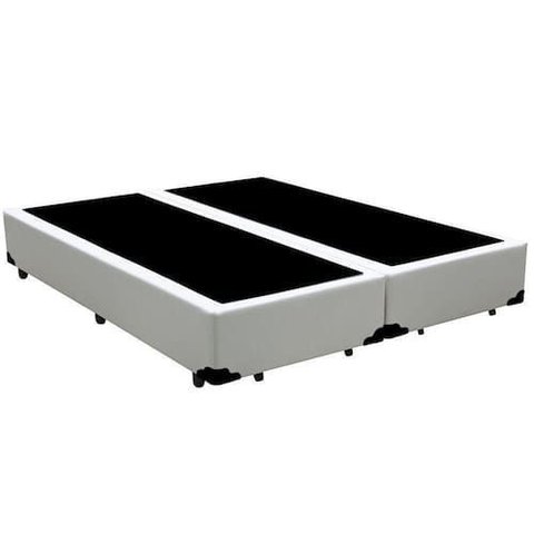 Base Box King Bipartido Suede Branco 38x198x203