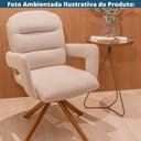 Ver imagem 5 de Kit 2 Cadeiras Giratória Mira Domann Design Revestimento Linho Cinza Claro Base Aço Pintura