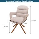 Ver imagem 6 de Kit 2 Cadeiras Giratória Mira Domann Design Revestimento Linho Cinza Claro Base Aço Pintura