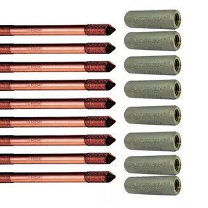 Kit 9 Haste Terra 5/8 X2,4m C/rosca Prolonga + Luva Emenda