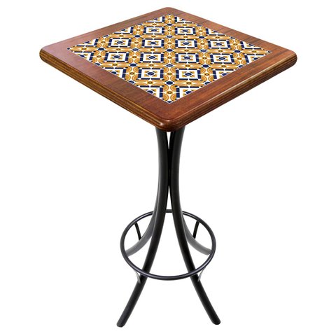 Mesa Madeira Azulejo 60x60cm - Bistrô Fixa 98cm - Natural - Anos Dourados