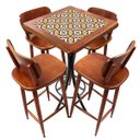 Ver imagem 3 de Mesa Madeira Azulejo 60x60cm - Bistrô Fixa 98cm - Natural - Anos Dourados