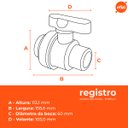 Ver imagem 3 de Registro de Esfera Soldável com União 60mm Fortlev