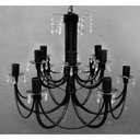Ver imagem 1 de Pendente Duplo Moderno Preto com Cristais para Sala Grande