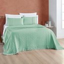 Ver imagem 3 de Kit Cobre Leito 3 Peças Bouclê Laise Bordada Micropercal 200 Fios Queen Verde Casa Scarpa