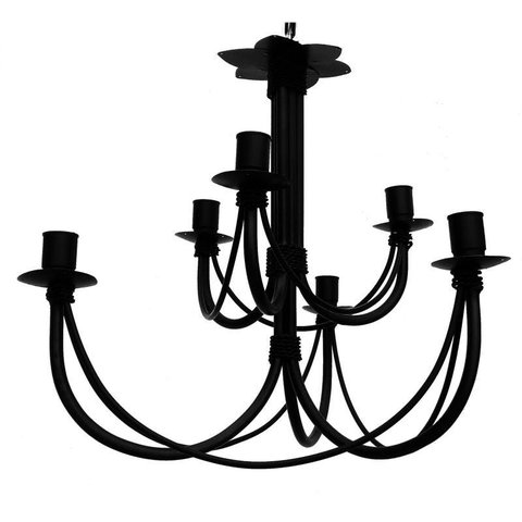 Lustre De Dois Andares Preto Artesanal Simples Iluminação de  Apartamento