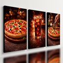 Ver imagem 1 de Kit 3 Quadro Decorativo Pizzaria Restaurante Cozinha Luxo Qualidade Premium 40x28cm