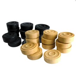24 Peças para Jogo de Dama em Madeira Sports Mania - Preto - 1