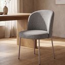 Ver imagem 3 de Cadeira Decorativa Sala de Jantar Elegance Base Titanium Linho Cinza - Montanaris Decor