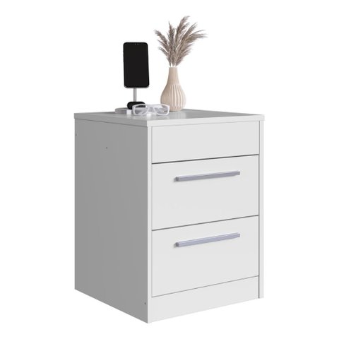 Mesa de Cabeceira com 2 Gavetas e Compartimento Oculto Multimóveis Cr35455 Branco