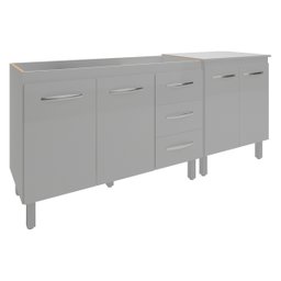 Armário Cozinha Gabinete Pia de 120 Cm Bruna e Balcão Jane para Forno Elétrico ou Microondas Branco - 1