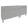 Armário Cozinha Gabinete Pia de 120 Cm Bruna e Balcão Jane para Forno Elétrico ou Microondas Branco - 1
