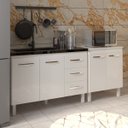 Ver imagem 2 de Armário Cozinha Gabinete Pia de 120 Cm Bruna e Balcão Jane para Forno Elétrico ou Microondas Branco