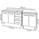 Ver imagem 6 de Armário Cozinha Gabinete Pia de 120 Cm Bruna e Balcão Jane para Forno Elétrico ou Microondas Branco