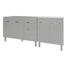 Armário Cozinha Gabinete Pia de 120 Cm Bruna e Balcão Jane para Forno Elétrico ou Microondas Branco - 4