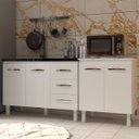 Ver imagem 3 de Armário Cozinha Gabinete Pia de 120 Cm Bruna e Balcão Jane para Forno Elétrico ou Microondas Branco