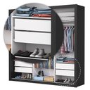 Ver imagem 6 de Guarda-roupa Casal Bello 3 Portas de Correr com Espelho 4 Gavetas Preto - Pnr Móveis