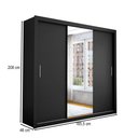 Ver imagem 4 de Guarda-roupa Casal Bello 3 Portas de Correr com Espelho 4 Gavetas Preto - Pnr Móveis