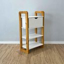Ver mais imagens de Aparador Linea Slim Moderno sem Porta 1 Gaveta Madeira Maciça 54cm Branco e Nozes Artfactory Design