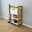 Ver imagem 7 de Aparador Linea Slim Moderno sem Porta 1 Gaveta Madeira Maciça 54cm Branco e Nozes Artfactory Design