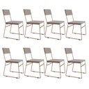 Ver imagem 1 de Kit 8 Cadeiras de Jantar Málaga Veludo Bege Base Cobre para Mesa Sala Cozinha Decoração- Cobre/bege