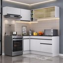Ver imagem 1 de Armário de Cozinha Completa de Canto com Rodapé Veneza Multimóveis Mp2094.964 Branco/preto
