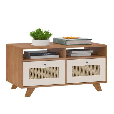 Mesa de Centro com 2 Gavetas Trama Cinamomo/off White Artely Cinamomo/off White