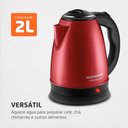 Ver imagem 2 de Chaleira Elétrica Mondial Pratic 2l Vermelho/inox 1200w 127v - Ce-06-r