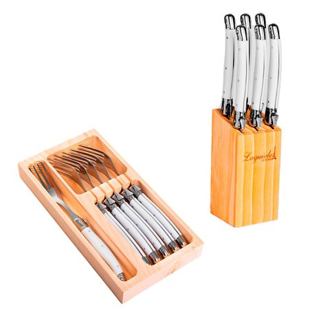 Conjunto de Talheres Luxo 12 Peças Original Laguiole La Tour - Branco