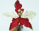Ver imagem 4 de Kit 18 Flor Artificial Decoração Brilho Vermelho Gliter 15cm