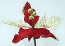 Ver imagem 3 de Kit 18 Flor Artificial Decoração Brilho Vermelho Gliter 15cm