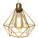 Ver imagem 3 de 2 Pendentes Aramado Diamante Lustre Cabo Cristal Dourado + 2 Lãmpadas Led St64 Vintage Retrô Agp Ilu