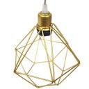 Ver imagem 5 de 2 Pendentes Aramado Diamante Lustre Cabo Cristal Dourado + 2 Lãmpadas Led St64 Vintage Retrô Agp Ilu