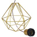 Ver imagem 6 de 2 Pendentes Aramado Diamante Lustre Cabo Cristal Dourado + 2 Lãmpadas Led St64 Vintage Retrô Agp Ilu