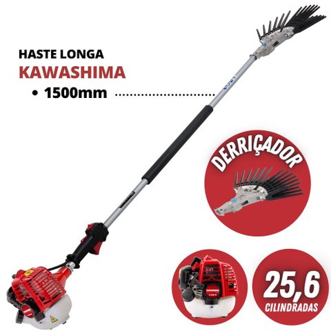 Derriçadeira de Café com Motor de Alta Potência Kawashima Plus Haste Longa e KIT Derriçador