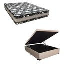 Ver imagem 1 de Cama Base Box Baú Casal Super Black Suede Bege + Colchão Casal Super Black D33 28x138x188