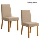 Ver imagem 1 de Kit 2 Cadeiras de Jantar Estofadas Linho Laini Bege Amêndoa Clean/Bege